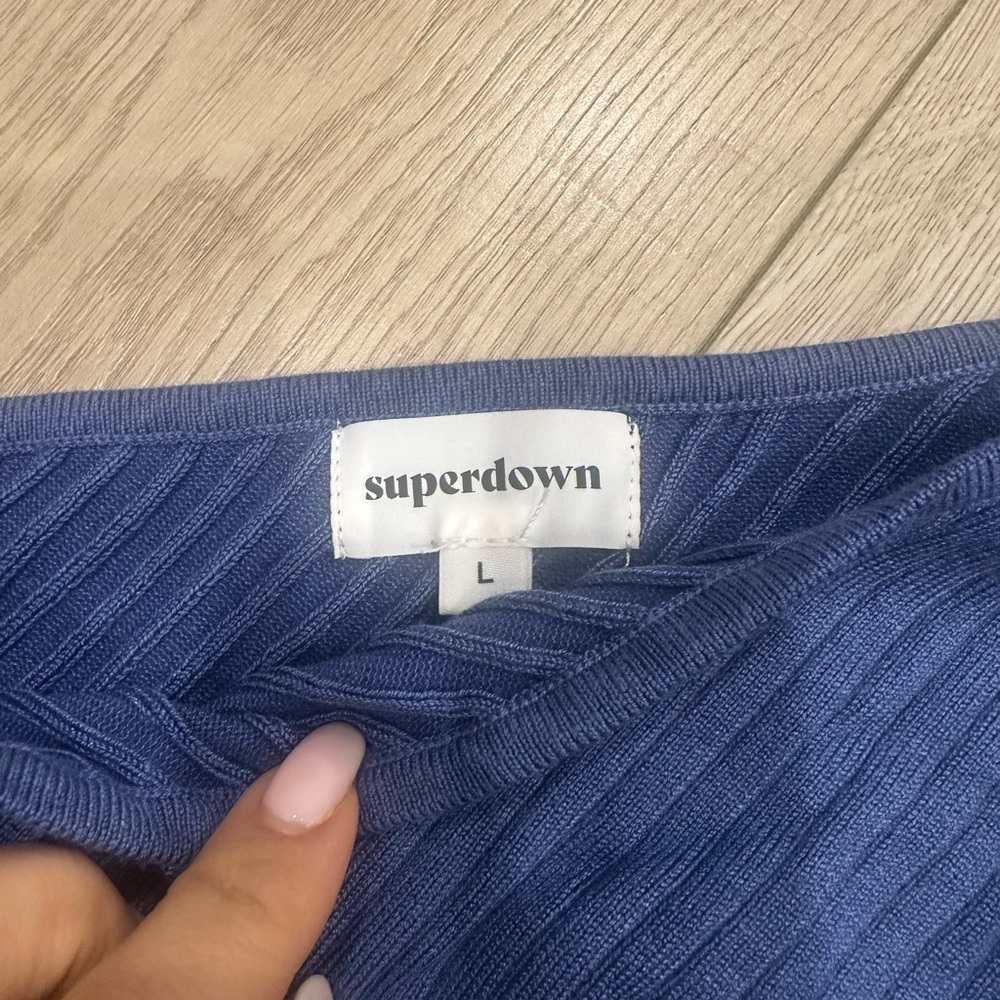 Superdown Blue Ribbed Dress - Picture 2 of 3